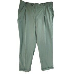 Bugatchi Uomo Men's Dress Pants Pleated Front Pockets Green Size 40x32 Classic